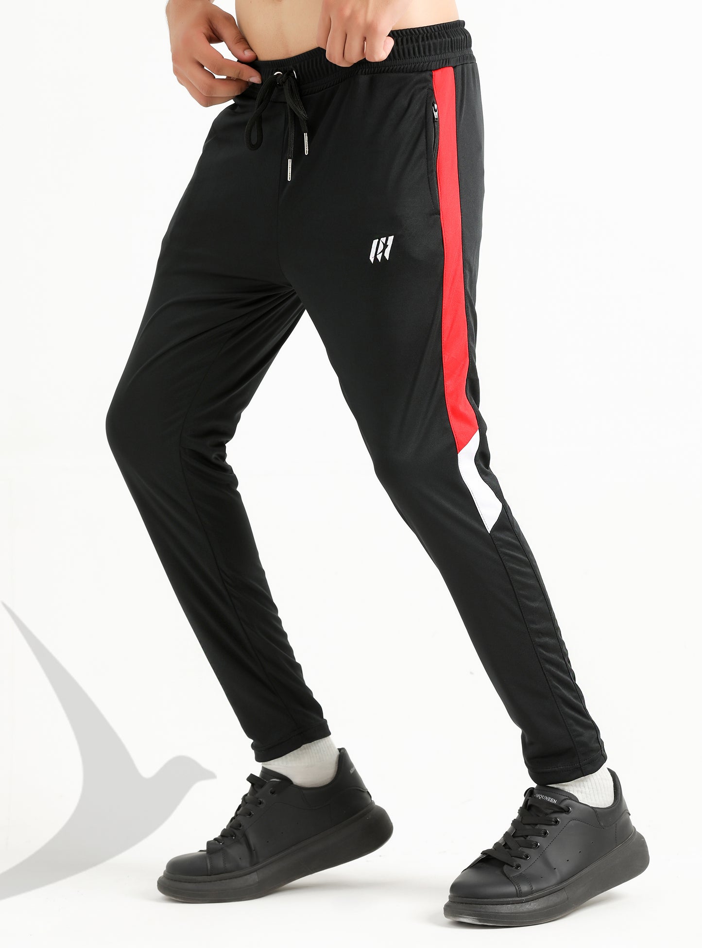 Black - Red n White Panelled Trouser