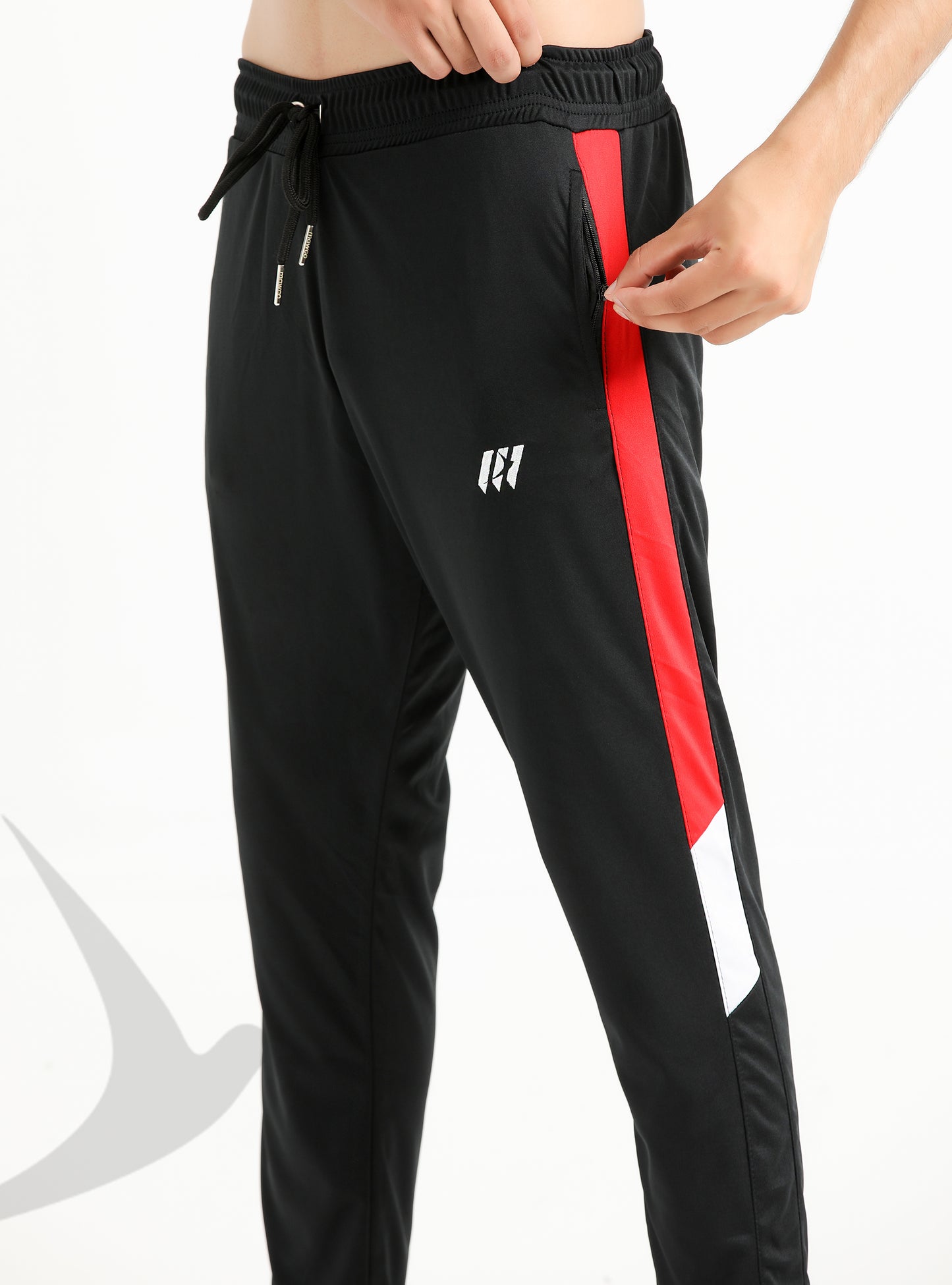 Black - Red n White Panelled Trouser